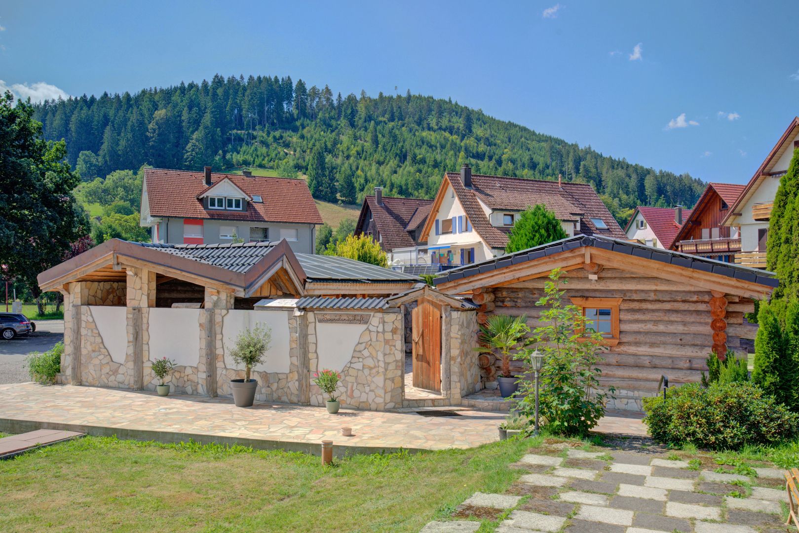 Blockhaus Saunazugang